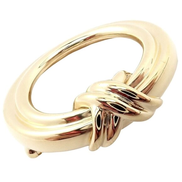 Authentic! Tiffany & Co 18k Yellow Gold Large X and O Open Circle Pin Brooch - Picture 8 of 9